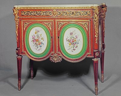 Louis XVI skab, stemplet M.Carlin JME, dekoreret med ormolu og Sevres plaques, ca. 1774 af Unbekannt Unbekannt