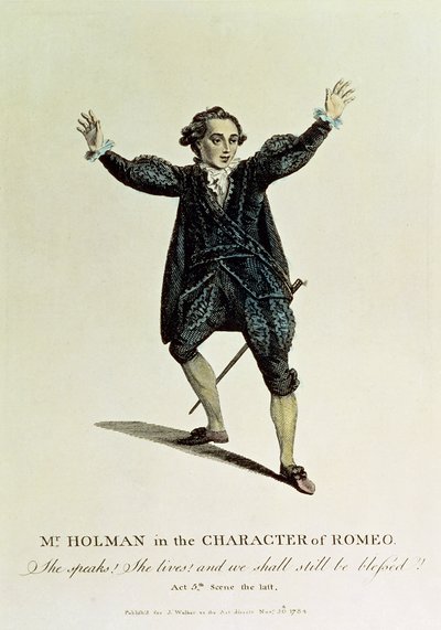 Mr Holman i karakteren af Romeo, pub. 1784 af Unbekannt Unbekannt