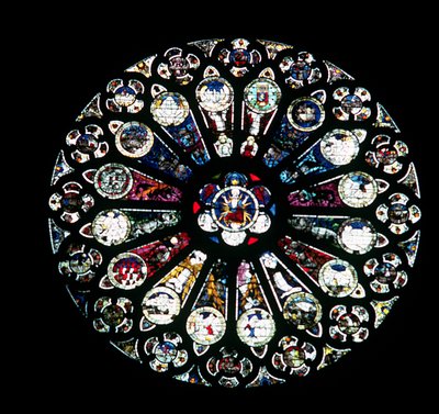North Rose Window, 1200-tals stenværk, glas fra midten af 1400-tallet af Unbekannt Unbekannt