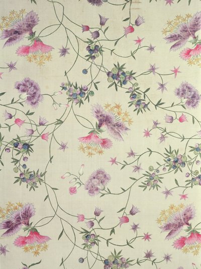 Malet materiale med naturalistiske blomster af Unbekannt Unbekannt