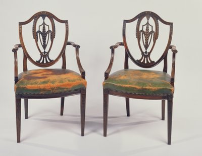 Par George III spisestuestole i palisander, efter et design af George Hepplewhite af Unbekannt Unbekannt