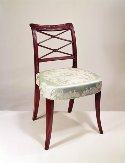 Scroll-back sidestol, mahogni, af Duncan Phyfe, 1807 af Unbekannt Unbekannt