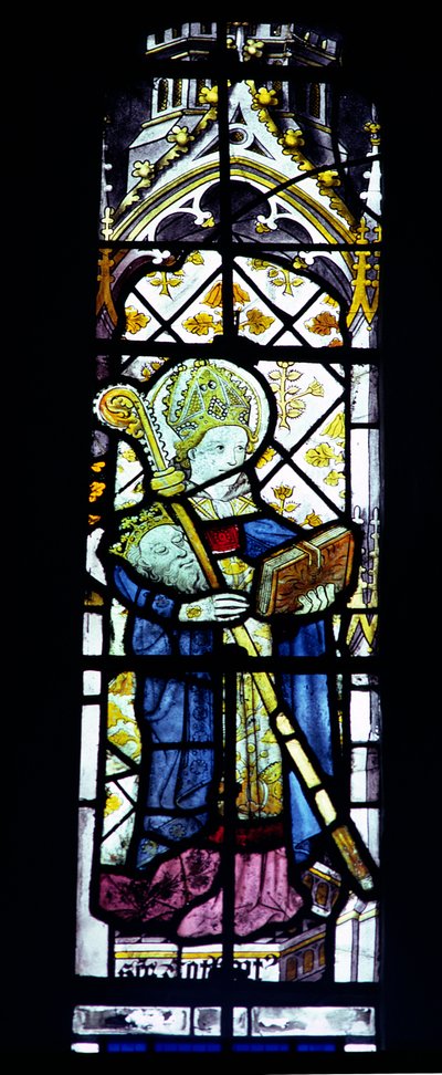 St. Cuthbert bærer kong Oswalds hoved, britisk, 1400-tallet af Unbekannt Unbekannt