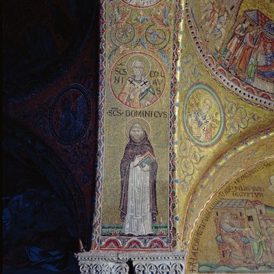 St. Dominic og St. Nicholas, mosaik i atriumet i San Marco Basilica (se også 60046-7) af Unbekannt Unbekannt