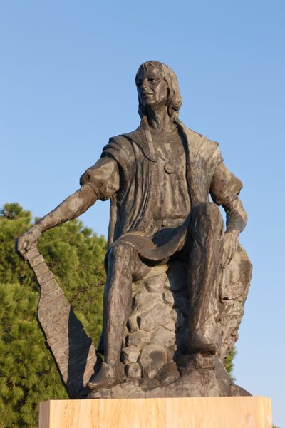Statue af Christoffer Columbus på La Rabida-klosteret, Huelva-provinsen, Andalusien, Sydspanien. af Unbekannt Unbekannt