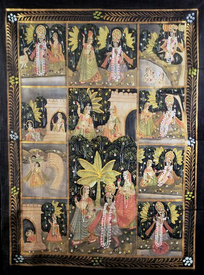 Historien om Krishna og hans ti inkarnationer (malet bomuld) af Unbekannt Unbekannt