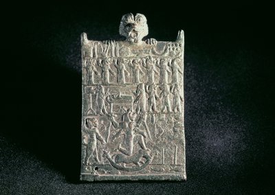 00362 Plaque of Hell, der viser sammensværgelsen mod Lamashtu, ny-assyrisk, fra Mesopotamien, ca. 1700 f.Kr. (bronze) af Unbekannt
