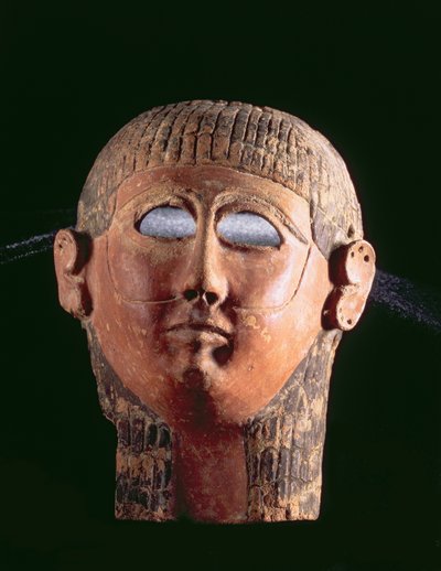 00368 Skægmaske, fra Kartago, Tunesien, fønikisk, 4. århundrede f.Kr. (støbt, malet terracotta) af Unbekannt
