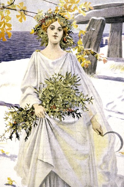 En druide plukker mistelten, ca. 1900 (illustration) af Unbekannter Künstler