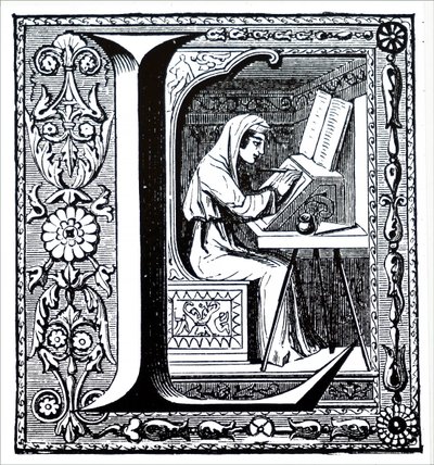 En munk belyser et manuskript af Unbekannt