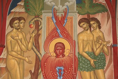 Adam og Eva. Saint-Antoine-le-Grand ortodokse kirke Saint-Laurent-en-Royans Frankrig af Unbekannt