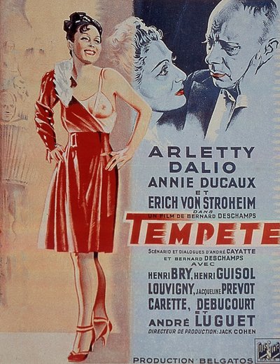 Plakat af filmen Tempete af Bernard Deschamps med Arletty 1940 af Unbekannt