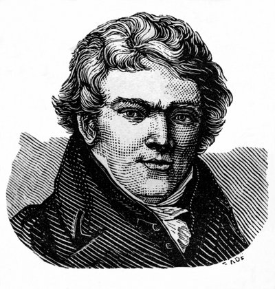 Aloys Senefelder (1771-1834), acteur et dramaturge allemand, inventeur de la lithographie et imprimeur - Senefelder, Alois, opfinder af litografiet. Illustration / træsnit fra : "Verden i illustrationer", udgivet af forfatterenDr. Chr. af Unbekannter Künstler