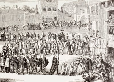 En Auto-da-fe, eller Act of Faith, procession i Spanien, efter en gravering fra det 15. århundrede, fra 