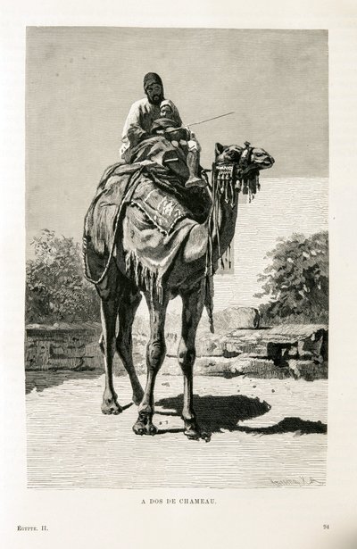 En egypter og hans barn på en kamel - Illustration fra Atlas of Egypt af Unknown