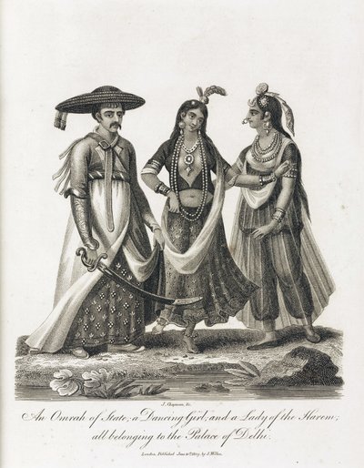 En Omrah of State; en dansende pige; og en Lady of the Harem, Indien af Unbekannt