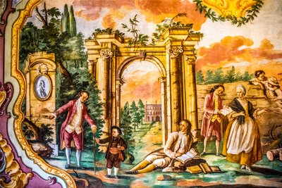 Arcadia Room med fresker af Domenico Carella, Palazzo Ducale, Martina Franca, Apulien, Martina Franca, Apulien, Italien, Europa (foto) af Unbekannter Künstler