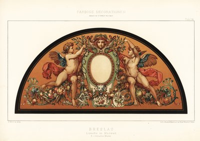 Art nouveau-skærm i Wroclaw Museum, Polen, 1890 (Chromolithograph) af Unbekannter Künstler
