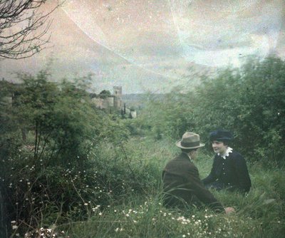 Autochrome anonymous - Touraine og dens slotte: C-par nær slottet, Chinon, Frankrig af Unbekannter Künstler