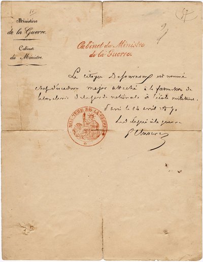 Autografbrev fra delegerede til krigen Gustave Paul Cluseret under Pariserkommunen. Svag. 10,7x6,8 cm 1871 af Unbekannt