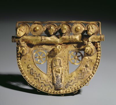 Bæltespænde med granuleret dekoration, Orientaliseringsperiode, ca. 700 f.Kr. (guld) af Unbekannt