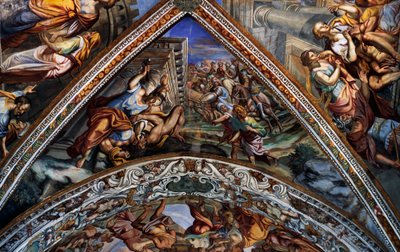Bibelske scener, fresker (18. århundrede) fra hvælvingen i Sankt Bartholomæus-katedralen, Lipari, De Æoliske Øer (UNESCO