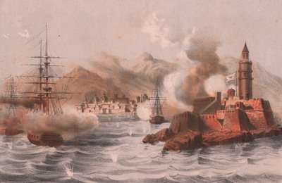 Bombning af Palermo, med skibe i forgrunden, Sicilien af William M. Timlin