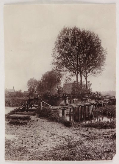 Broer, pælebørn på en bro, c 1890 af Unbekannt