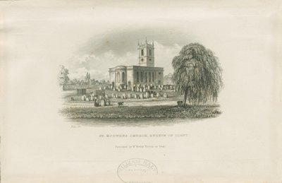 Burton-upon-Trent - St. Modwens Church: steel engraving, and [? 19th century] dani af Unbekannt