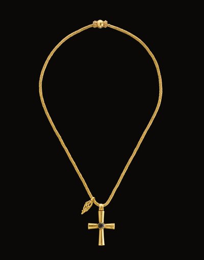 Byzantinsk guld- og glaskors, ca. 5.-7. århundrede af Unbekannt