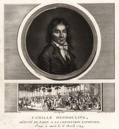 Camille Desmoulins, stedfortræder for Paris ved National Convention, d af Unbekannt
