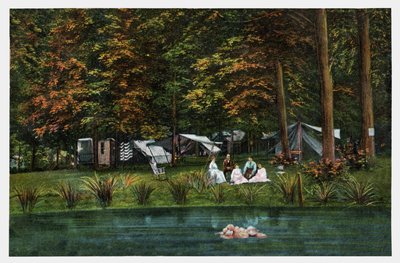 Camping i USA, ca. 1910 (tryk) af Unbekannter Künstler