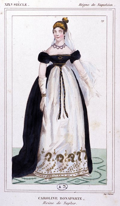 Caroline Bonaparte, ca. 1810 (kobberstik) af Unbekannter Künstler
