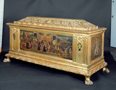 Cassone med paneler, der afbilder Scipios kontinens og allegorier om styrke og forsigtighed, tilskrevet Apollonio di Giovannis værksted, ca. 1460-65 (tempera på panel) af Unbekannt