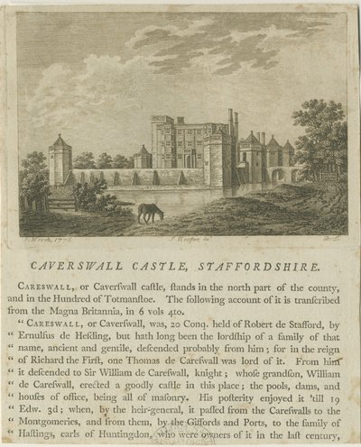 Caverswall Castle: kobberpladegravering, 8. marts 1776 af Unbekannt