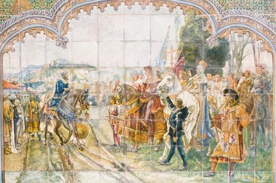 Keramiske fliser på Plaza de España forestillende Kong Boabdil (mosaik) af Unbekannter Künstler