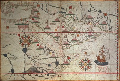 Kort over Arabien og det østlige Middelhav, del af et Portolan-atlas, ca. 1650 (pen og blæk på papir) af Unbekannter Künstler