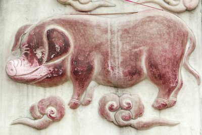 Kinesisk astrologisk tegn. Hvid sky tempel Beijing Kina af Unbekannt
