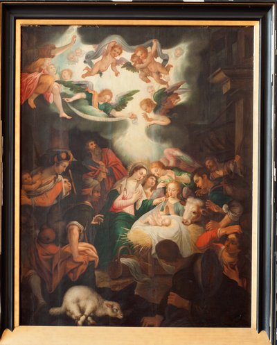 Kirke (Vor Frue af Tongre-basilikaen). Indre. Triptich. Fødslen. af Unbekannter Künstler
