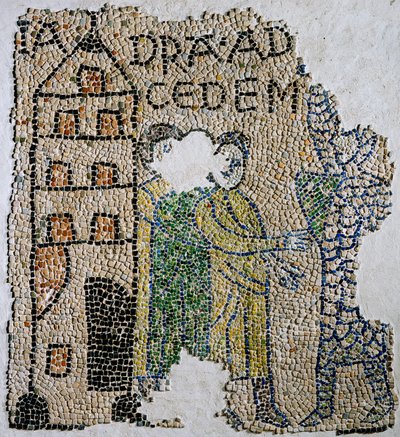 Church of Saint John Evangelist, Fjerde Korstog, Fragmenter af mosaikgulve, der repræsenterer venetianere., Ravenna, Emilia-Romagna, Italien af William M. Timlin