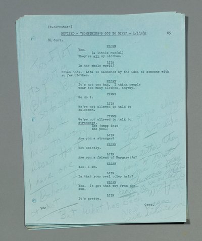 Samling af løse reviderede manuskriptark fra Marilyn Monroes sidste og ufærdige film, 