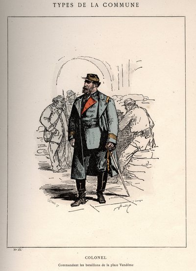 Kommune i Paris: kostume af oberst, der kommanderer BATAILLIONERNE OF PLACE VENDOME (13) i "" Les Communeux af Unbekannt