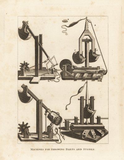 Modvægtsmaskiner til at kaste dart og sten fra Lipsius m.fl af Unbekannt