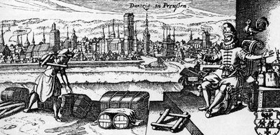 Danzig / Gdansk - udsigt over byen, ca. 1700 (kobberstik) af Unbekannter Künstler