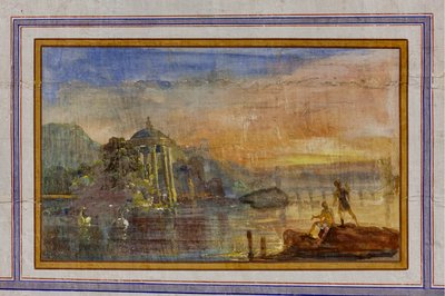 Detalje af udsmykningen, der viser et landskab, Det Røde Rum, Den Kongelige Lejlighed, Det Kongelige Palads eller Palazzo dei Normanni (Normannernes Palads), Palermo, Sicilien, Italien (foto) af Unbekannter Künstler