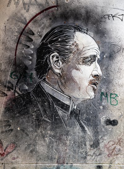 Don Corleone spillet af Marlon Brando af C215 Viuccaria Market af Benjamin Baud