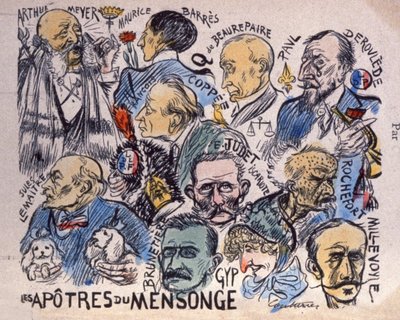 Dreyfus-affæren: Løgnens apostle, lederne af anti-Dreyfusards af Unbekannter Künstler