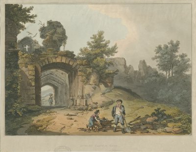 Dudley Castle - The Keep: farvet akvatintegravering og [?1800-tallet] af Unbekannt