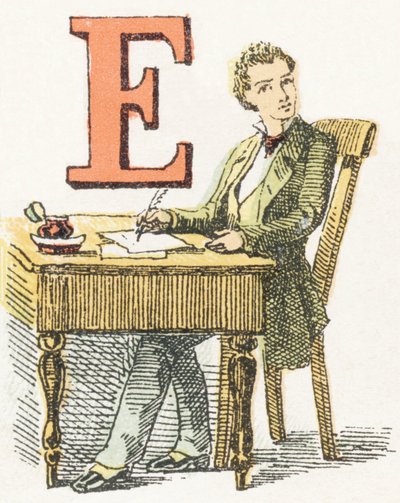 E - Writer - Childish Alphabet, Editions Gordinne 1920 (gravering) af Unbekannt