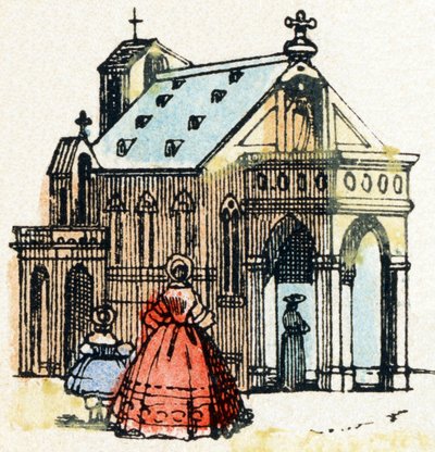 E - Eglise - Alfabet - børneunderholdning - Billedepinal, populær serie c.1890 (illustration) af Unbekannt